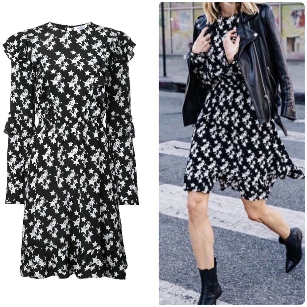 ANINE BING Star Print Silk Cleo Dress